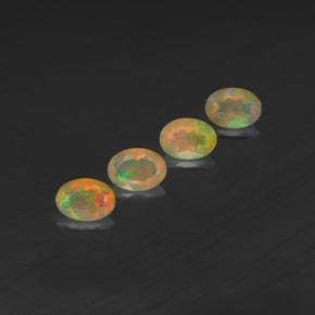 캐럿 천연 멀티컬러 오팔 보석, 투명한, 7.1×5.1 mm, 투명/반투명