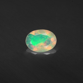 0.37캐럿 천연 멀티컬러 오팔, 투명한, 7×5.1 mm, 투명/반투명