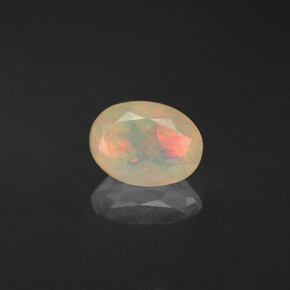 0.50캐럿 천연 멀티컬러 오팔, 투명한, 7×5.2 mm, 투명/반투명