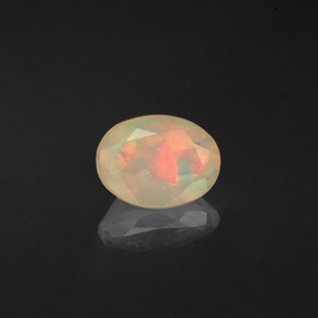 0.50캐럿 천연 멀티컬러 오팔, 투명한, 7×5.2 mm, 투명/반투명