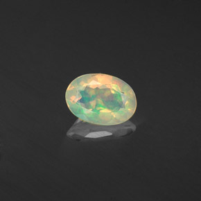0.36캐럿 천연 멀티컬러 오팔, 투명한, 6.6×4.6 mm, 투명/반투명