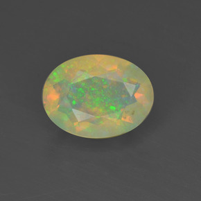 0.88캐럿 천연 멀티컬러 오팔, 타원형 컷, 8.9×6.7 mm, 투명한