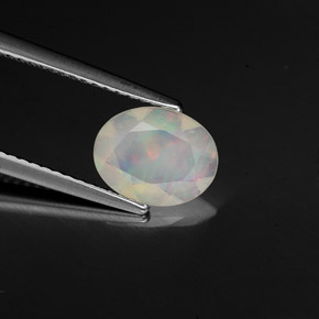 0.78캐럿 천연 멀티컬러 오팔, 투명한, 8.8×6.9 mm, 투명/반투명