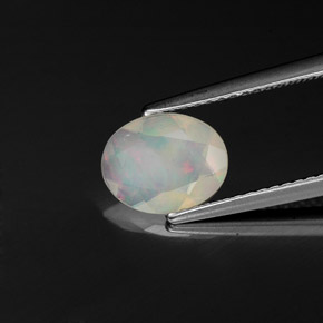 0.78캐럿 천연 멀티컬러 오팔, 투명한, 8.8×6.9 mm, 투명/반투명
