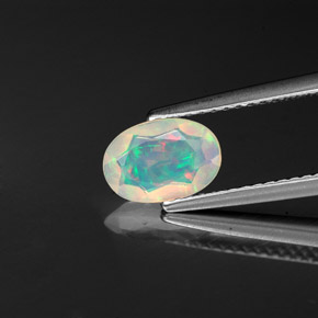 0.57캐럿 천연 멀티컬러 오팔, 투명한, 8.2×5.7 mm, 투명/반투명