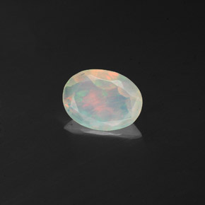 0.58캐럿 천연 멀티컬러 오팔, 투명한, 8.6×6.4 mm, 투명/반투명