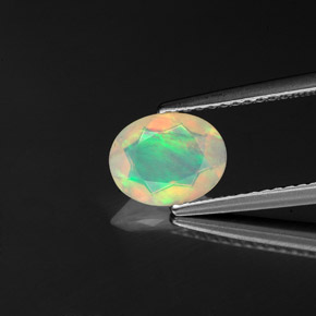 0.73캐럿 천연 멀티컬러 오팔, 투명한, 8.2×6.5 mm, 투명/반투명