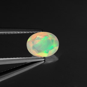 0.73캐럿 천연 멀티컬러 오팔, 투명한, 8.2×6.5 mm, 투명/반투명