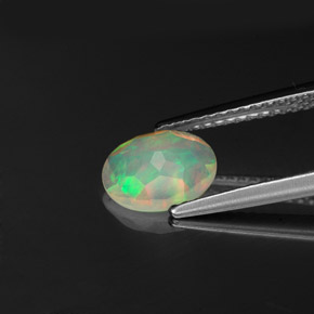 0.73캐럿 천연 멀티컬러 오팔, 투명한, 8.2×6.5 mm, 투명/반투명