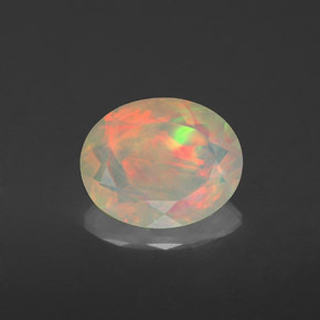 1.42캐럿 천연 멀티컬러 오팔, 투명한, 10×8 mm, 투명/반투명