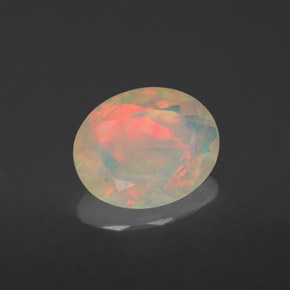 1.42캐럿 천연 멀티컬러 오팔, 투명한, 10×8 mm, 투명/반투명