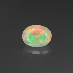 0.96캐럿 천연 멀티컬러 오팔, 투명한, 8.1×6.1 mm, 투명/반투명