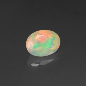 0.96캐럿 천연 멀티컬러 오팔, 투명한, 8.1×6.1 mm, 투명/반투명