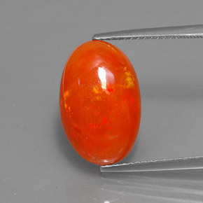 5.33캐럿 천연 오렌지 오팔, 타원형 컷, 15.9×10.4 mm, 투명한