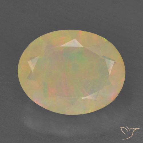 1.23ct 자연스러운 다색 오팔, 타원형, 투명한