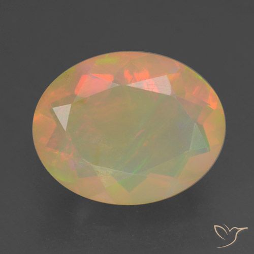 1.33ct 자연스러운 다색 오팔, 타원형, 투명한