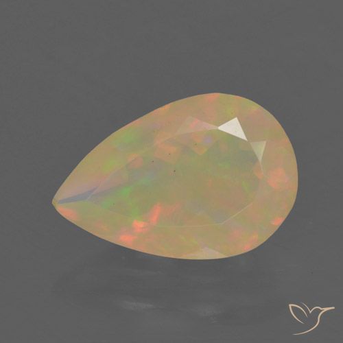 1.56ct 자연스러운 다색 오팔, 배 모양, 투명한