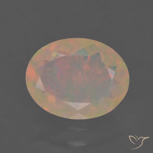 1.37ct 자연스러운 다색 오팔, 타원형, 투명한