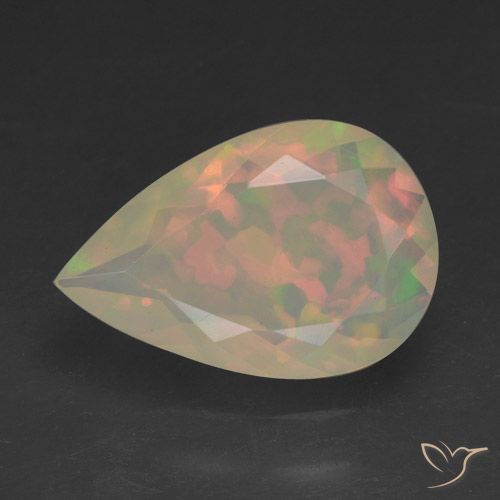 1.47ct 자연스러운 다색 오팔, 배 모양, 투명한