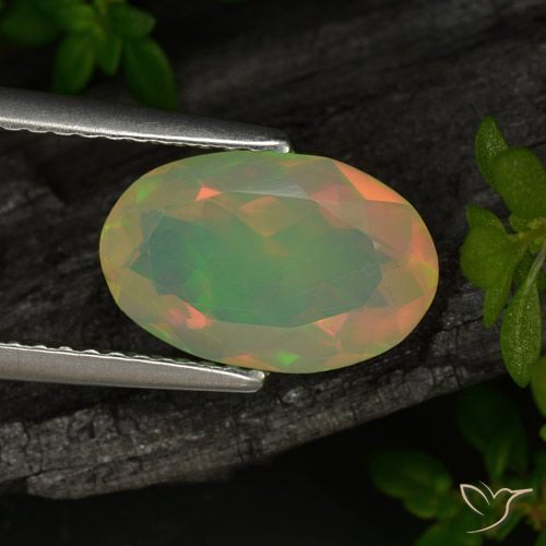 1.72ct 자연스러운 다색 오팔, 타원형, 투명한