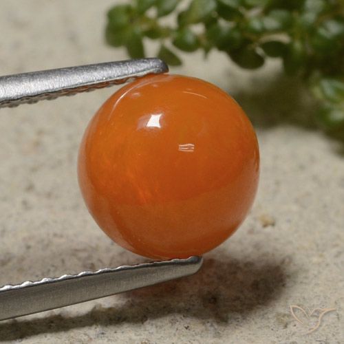 1.41ct 자연스러운 파이어 오렌지 오팔, 둥근, 투명한