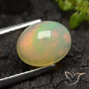 1.44캐럿 천연 다색 오팔, 타원형 컷, 투명한