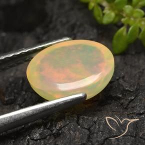 1.44캐럿 천연 다색 오팔, 타원형 컷, 투명한