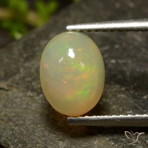1.42ct 자연스러운 다색 오팔, 타원형, 투명한