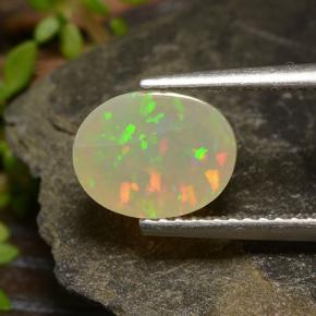 1.46캐럿 천연 다색 오팔, 타원형 컷, 투명한