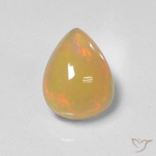1.37ct 자연스러운 다색 오팔, 배 모양, 투명한