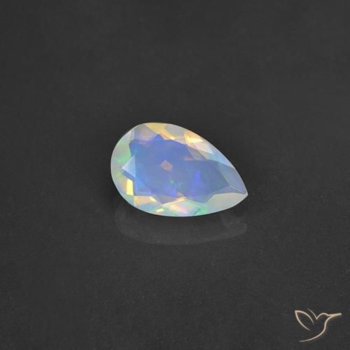 1.53ct 자연스러운 다색 오팔, 배 모양, 투명한