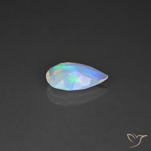 1.53캐럿 천연 다색 오팔, 배 모양, 투명한
