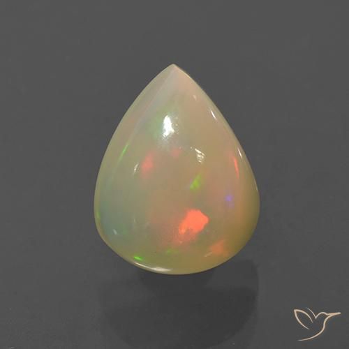 1.76ct 자연스러운 다색 오팔, 배 모양, 투명한