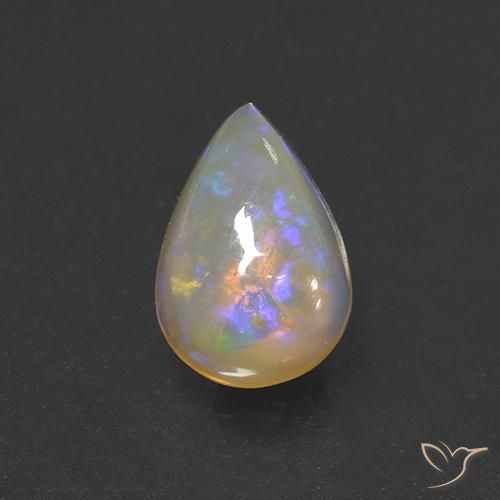 1.36ct 자연스러운 다색 오팔, 배 모양, 투명한