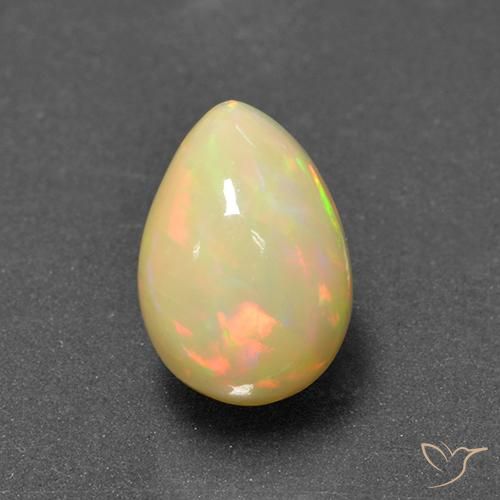 1.72ct 자연스러운 다색 오팔, 배 모양, 투명한
