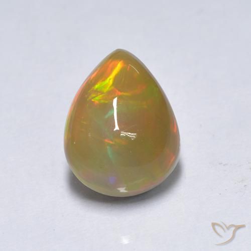 1.55ct 자연스러운 다색 오팔, 배 모양, 투명한