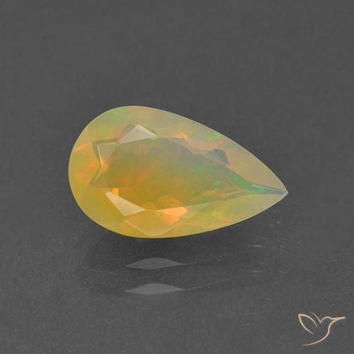 1.29ct 자연스러운 다색 오팔, 배 모양, 투명한