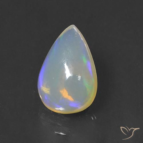 2.14ct 자연스러운 다색 오팔, 배 모양, 투명한