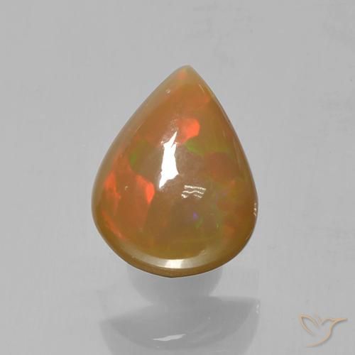 1.36ct 자연스러운 다색 오팔, 배 모양, 투명한