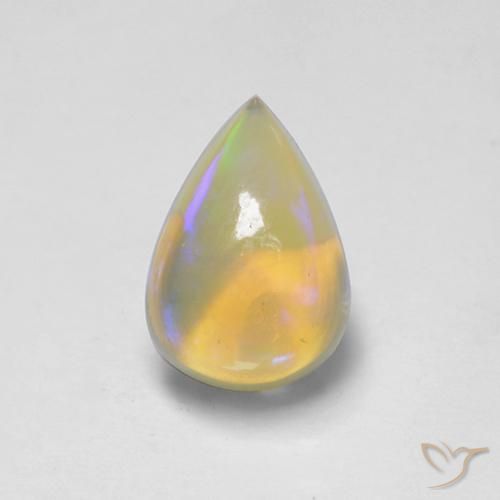 1.60ct 자연스러운 다색 오팔, 배 모양, 투명한