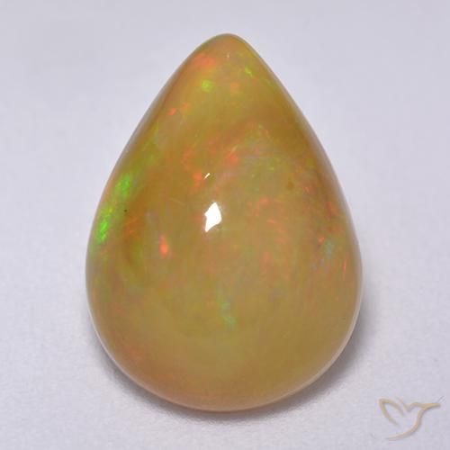 3.78ct 자연스러운 다색 오팔, 배 모양, 투명한