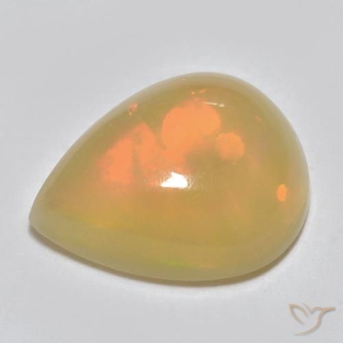 1.25ct 자연스러운 다색 오팔, 배 모양, 투명한