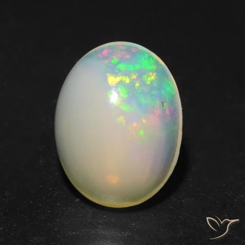 1.08ct 자연스러운 다색 오팔, 타원형, 투명한