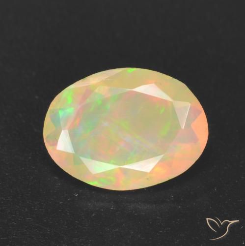 1.09ct 자연스러운 다색 오팔, 타원형, 투명한