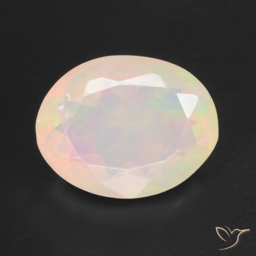 1.34ct 자연스러운 다색 오팔, 타원형, 투명한