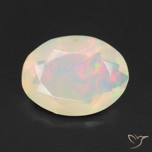 0.96ct 자연스러운 다색 오팔, 타원형, 투명한