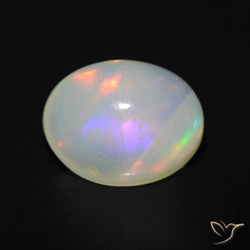 1.36ct 자연스러운 다색 오팔, 타원형, 투명한