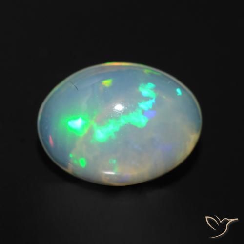1.21ct 자연스러운 다색 오팔, 타원형, 투명한