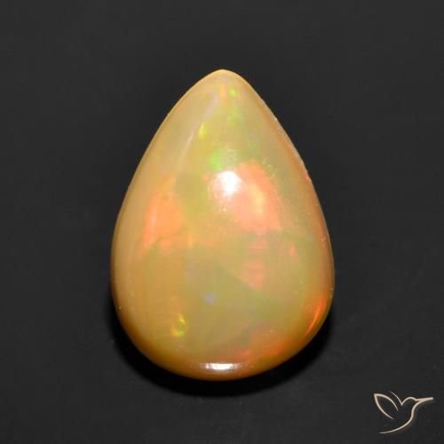 0.89ct 자연스러운 다색 오팔, 배 모양, 투명한