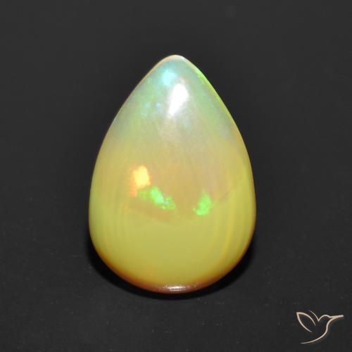 0.87ct 자연스러운 다색 오팔, 배 모양, 투명한